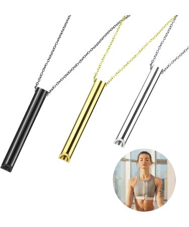 3-Piece H ki Meditation Breath Chain - Stainless Steel Mindful Breathing Necklace for Stress Relief & Relaxation - Buy Online on GoSupps.com