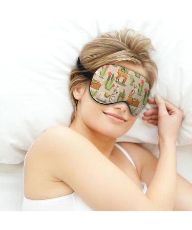 Llama Desert Cactus Sleep Mask - Adjustable Strap Eye Cover for Sleeping and Travel - Blocks Light for Night Naps - Men and Women - Buy Online on GoSupps.com