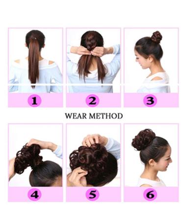Artificial Elastic Wavy Curly Hair Donut Wig - Dark Brown Ponytail Curls for Women | 6-Inch Curly Hair Piece - Buy Online on GoSupps.com