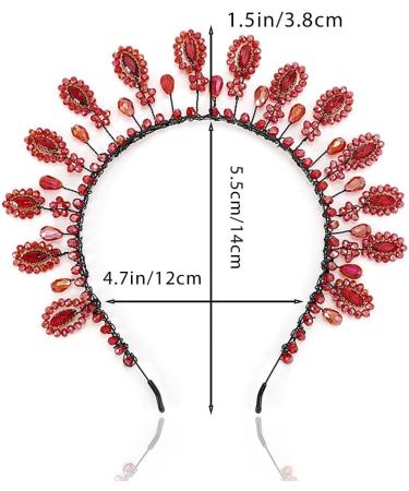Flayem Red Crystal Headband Rhinestone Hairband Red Beads Hairhoop Party Costume Christmas Hair Accessories for Women and Girls - Buy Online on GoSupps.com