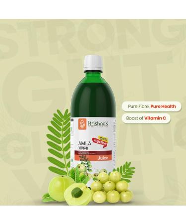 Krishna's Special Amla High Fiber Juice - 1000 ml | Fresh cold pressed Amla Juice | Helps Boosts Skin and Hair Health | Helps Detox | Rich in Vitamin C | Natural Immunity Booster - Buy Online on GoSupps.com