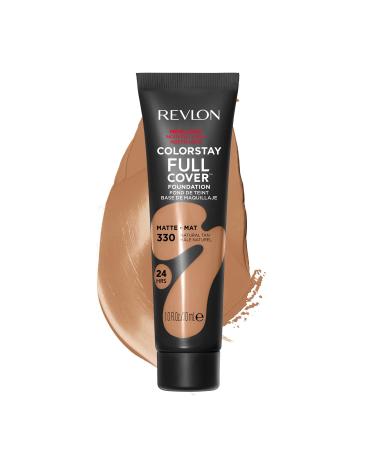 Revlon ColorStay Full Cover Longwear Matte Foundation Heat & Sweat Resistant Lightweight Face Makeup Natural Tan (330) 30ml 30 ml (Pack of 1) 330 Natural Tan