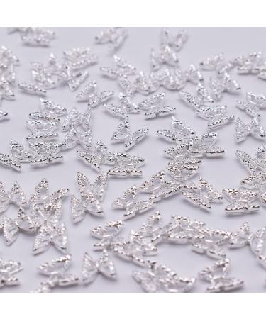 LIFOOST 100pcs Butterfly Nail Charms Silver Nail Art Studs | 3D Nail Jewelry for Acrylic Nails Designs - Buy Online on GoSupps.com
