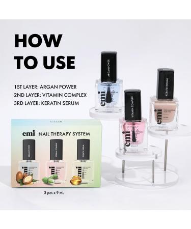 Trio de Soins EMI Nail Therapy System Vernis Durcisseur Extra Fort & Fortifiant Ongles Vitaminoth rapie Argan Power A E F avec S rum la K ratine pour Ongles Ab m s - Buy Online on GoSupps.com