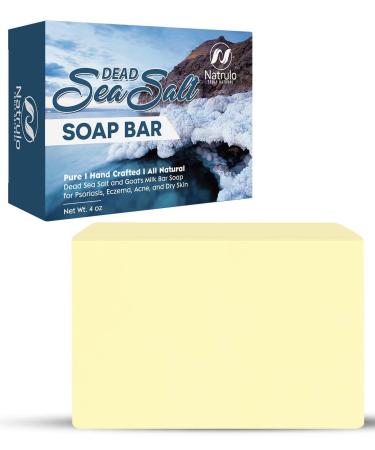 Natrulo Dead Sea Salt Soap Bar for Face & Body  4oz   Pure Organic All Natural Goat's Milk Bar Soap for Psoriasis  Eczema  Acne  Dry Skin   Cleansing  Exfoliating  Brightening  Smoothing  Nourishing - Buy Online on GoSupps.com