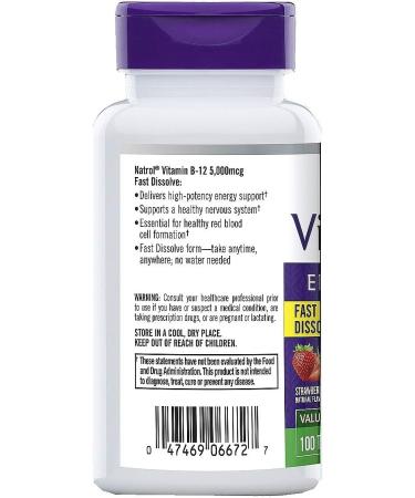 Natrol Vitamin B12 5000 mcg Fast Dissolve - 100 Tablets - Buy Online on GoSupps.com