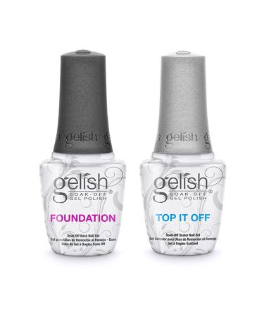 Gelish Dynamic Duo Essentials Collection Soak Off Gel Nail Polish Kit with Foundation Base and Top It Off for Home Manicures 0.5 Fl Oz (Pack of 2)