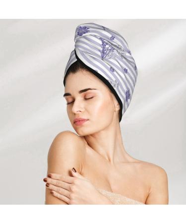 Buy Stripes & Sprigs Lavender Microfiber Hair Towel - Super Absorbent Quick Dry Wrap for Long Curly & Thick Hair - Soft Coral Velvet - Buy Online on GoSupps.com