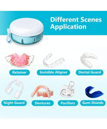 Okcnoupp Dental Retainer Case Denture Cleaning Box with Strainer & Mirror (Free Chewer + Braces Extractor + Brush) Suitable for Removable Braces Storage Soaking Cleaning Round - Buy Online on GoSupps.com