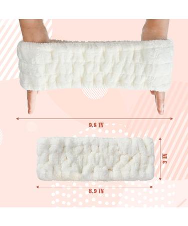 Soft Coral Fleece Spa Facial Headband - 12 Pcs White Makeup Hair Band for Skincare, Yoga, Sports & Shower | Elastic Head Wrap for Girls & Women - Buy Online on GoSupps.com