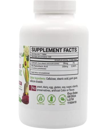 Peter's Choice B5 Panthotenic Acid 250mg 500 Tablets Energy Support Supplement - Buy Online on GoSupps.com