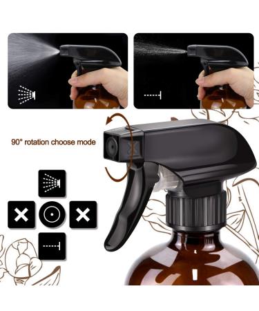 Amber Glass Spray Bottles Set - 16oz*2+4oz*2+2oz*4 Refillable Boston Round Containers for Cleaning, Gardening, Aromatherapy, Pets, Plants, Hair - Buy Online on GoSupps.com
