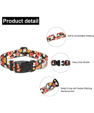 Suredoo Adjustable Soft Nylon Dog Collar for Small & Medium Dogs - Comfortable Flower Orange Design (Neck 25-40 cm Width 1.5 cm) - Buy Online on GoSupps.com