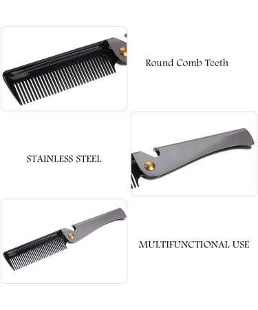 Folding Stainless Steel Beard Comb with Round Teeth - Pocket Size for Household, Barber & Salon Use (2#) - Buy Online on GoSupps.com
