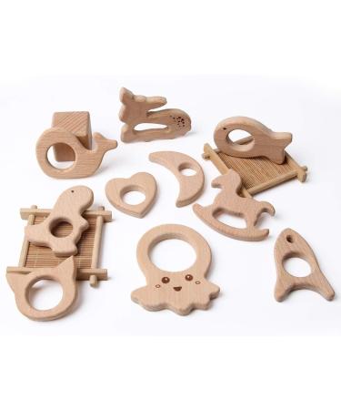 Organic Wood Teether Set for Infants - DIY Rattle Ring for Gum Relief and Toy Holder - Buy Online on GoSupps.com
