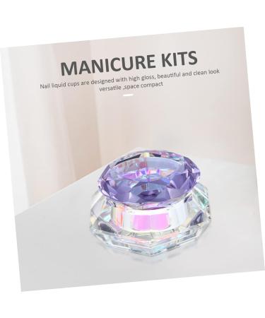 Angoily Nail Art Crystal Cup Makeup Storage Jar Clear Nail Polish Transparent Nail Polish Nail Diamonds Travel Containers for Creams Makeup Container Purple Cosmetic Cover Glass 6.5x8cm Purple - Buy Online on GoSupps.com