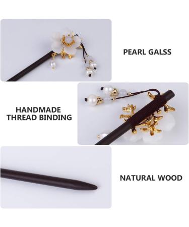 Mobestech Pearl Wood Hairpin Flower Pearl Hairpin Pearl Hair Stick Ancient Style Hair Stick Floral Hair Hairpin Wood Hair Stick Vintage Hair Stick Fork Pen Chinese Style Wooden Hair Pin Miss - Buy Online on GoSupps.com