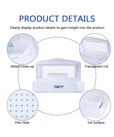 Gusnilo Sanitizing Tray - Nail Tool Sterilizer Box for Salon & Spa - Clear Lid, White - Buy Online on GoSupps.com