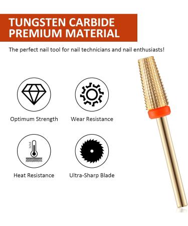 SMCEHEYA Nail Drill Bits 5 in 1Professional Nail Drill Nail Drill for Acrylic and Gel Nails 3/32" Electric Nail File Bits Removing Cuticle Tools Manicure Pedicure (Fine Gold) - Buy Online on GoSupps.com