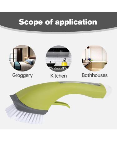 Kitchen Brushes for Dishes - Automatic Soap Dispensing Dish Brush with Long Handle - Reused Add Detergent Dish Scrubber Kitchen Cleaning Tools for Pot Pan & Dish Green - Buy Online on GoSupps.com