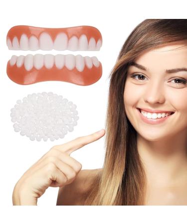 Dazluxe 2 pairs of dentures cosmetic veneers artificial teeth temporary veneers to put on artificial teeth for women and men again confident smile