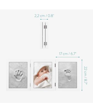 Navaris Baby Handprint and Footprint Kit with Frame and Clay - Newborn Boys and Girls Keepsake - White MDF - Buy Online on GoSupps.com