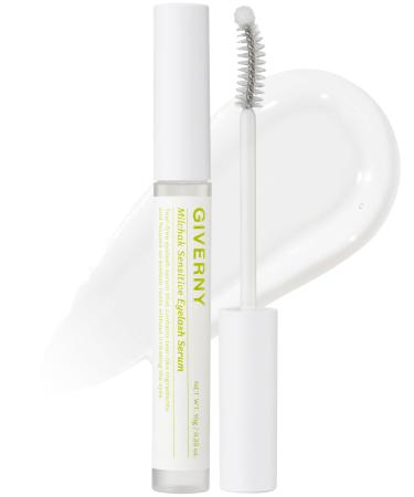 GIVERNY Milchak Sensitive Eyelash Serum - Hypoallergenic and Tear Free Enhanced Lash Nourishment Eyelash Growth Thickness Stronger pH 7.0 for No Irritation 0.3 fl.oz.