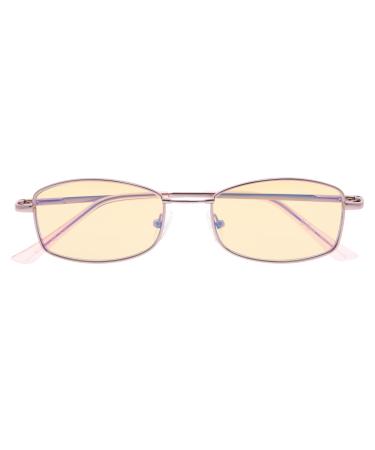 CessBlu UV Blue Light Filter Glasses Bendable Bridge Computer Eyeglasses Women Reading Pink 0.0 x
