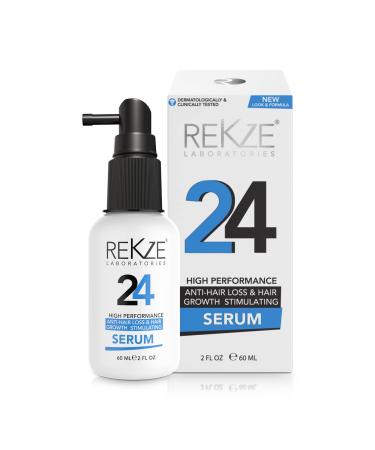 REKZE 24 Serum w/ Unique Premium Clinically Proven Formula for Hair Thickening  Anti-Hair Loss & Thinning  Regrowth Treatment & Strong DHT Blocker For Men & Women  Enriched w/ Procapil  Collagen  Keratin  Astressin-B  Sp...