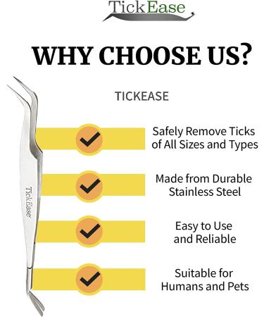 TickEase Dual-Tipped Tick Remover Tool for Humans & Pets - Tick Tweezers with Magnifier & Testing Instructions - Buy Online on GoSupps.com