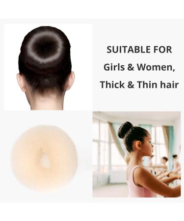 Hair Bun Shaper Set with 4 Sizes Beige Donut Bun Maker + 50 Bobby Pins - Perfect Chignon Bun Styling Kit for Dancer Ballet Girls - Buy Online on GoSupps.com