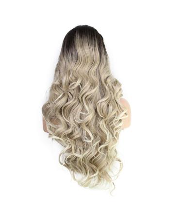 SHIYID Natural Long Body Wave Synthetic Lace Front Wig - Dark Black Blonde - Perfect for Women | International Shipping Available - Buy Online on GoSupps.com
