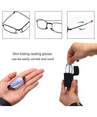Hubeye Foldable Reading Glasses - Portable Stainless Steel Vision Aid with Hard Shell Case - Black/Gray - 3.0 Diopters for Men & Women - Buy Online on GoSupps.com