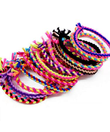 100Pcs Multicolor Elastic Hair Ties | Braided Scrunchies Stretch Bands for Girls & Women | No Crease Rope Ponytail Holder Hair Accessories - Buy Online on GoSupps.com