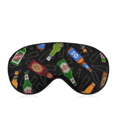 St Patrick's Beer Drinking Bottle Sleep Mask Eye Cover for Sleeping Blindfold with Adjustable Strap Blocks Light Night Travel Nap for Men Women