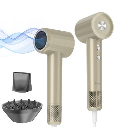 Hair Dryer Fentgo High Speed Ionic Hair Dryer with Diffuser Professonal Blow Dryer 110 000 RPMD for Fast Drying 1500W 4Temps /2Speeds Thermo-Control Hairdryer for Women Home Travel (Olive Green)