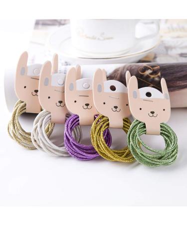 LOVEF 200pcs Glitter Multi-Color Hair Elastics Hair Ties - No Crease Ponytail Holders for Girls & Ladies - Buy Online on GoSupps.com