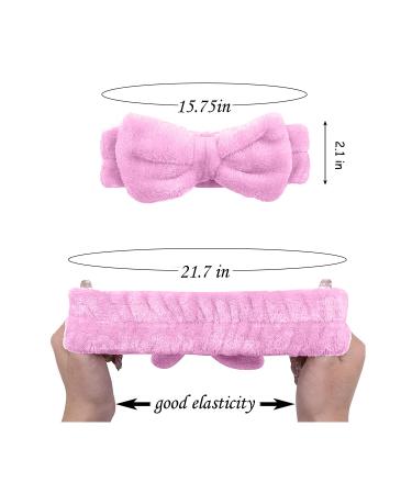 Spa Bow Makeup Headband | High Elasticity Coral Fleece Headband for Women and Girls - Pink - Buy Online on GoSupps.com