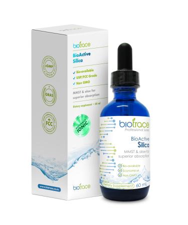 Biotrace BioActive Silica Drops | Liquid Mineral Concentrate for Healthy Hair Skin Nails and Collagen Production | Helps Manage Calcium Joint and Bone Function | 2.02 Fl Oz