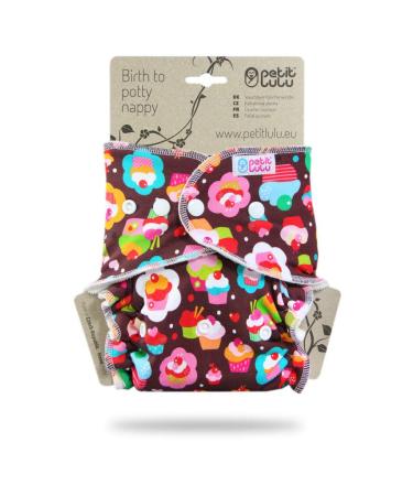 Petit Lulu One Size Diaper (5-16 kg) Snap Fasteners (Cupcakes)