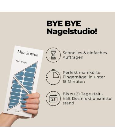 Original Miss Sophie Nail Foils - The Blues | 24 Ultra-Thin Gray Blue Nail Polish Stripes for Finger & Toenails | Compatible with Natural Acrylic Gel & Shellac Nails - Buy Online on GoSupps.com