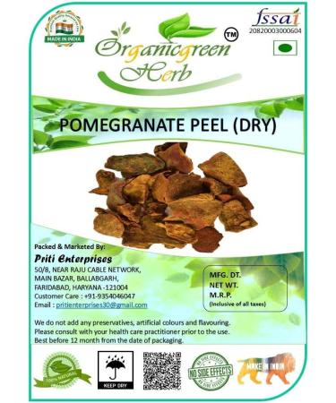 ORGANIZE ORGANICGREEN HERBS Pomegranate Peel Dry 200GM Anar KA CHILKA Dry