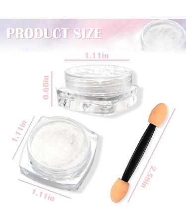 White Pearl Chrome Nail Powder - Pearlescent Iridescent Glitter Nail Art for Mermaid Pearl Neon DIY - Metallic Pigment with Sponge Stick - Buy Online on GoSupps.com