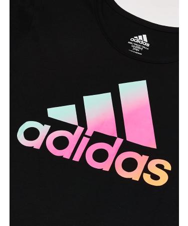 adidas Girls' Short Sleeve Black Cotton Tee with Curve Hem - Size Small - Buy Online on GoSupps.com