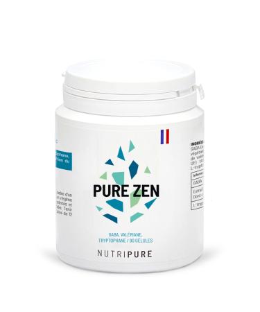 Nutripure | Pure Zen | Anti-Stress and Anxiety Supplement | Improves Sleep Quality and Promotes Relaxation | GABA Valerian L-Tryptophan | 90 Capsules | 1 Month | Made in France