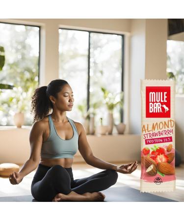 MULEBAR - Box of 15 Protein Bars - Strawberry Almond - Rich in Protein - Vitamin C - Immune System - Easy to Digest - 100% Natural Organic Vegan - Made in France - 40gr - Buy Online on GoSupps.com