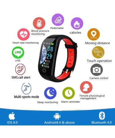 Fitness Tracker Smart Watch Bracelet | 1.14 Color Screen, IP68 Waterproof, Step Calorie Counter, Sleep Monitoring | Activity Tracker for Women Men Kids - Red - Buy Online on GoSupps.com