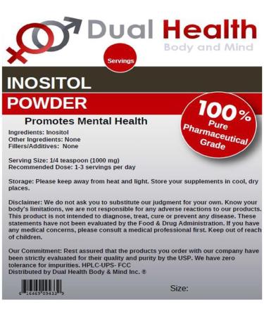 Dual Health Body & Mind Inositol Powder (8 oz) Pure Vitamin B8 Antioxidants Bulk Supplements 1000mg per Serving - Buy Online on GoSupps.com