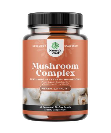 Nootropic Brain Focus Mushroom Supplement - Lions Mane Mushroom Complex and Reishi Mushroom Immune Support Adaptogen Blend - 10X Mushroom Blend for Natural Sugar Balance and Mental Focus