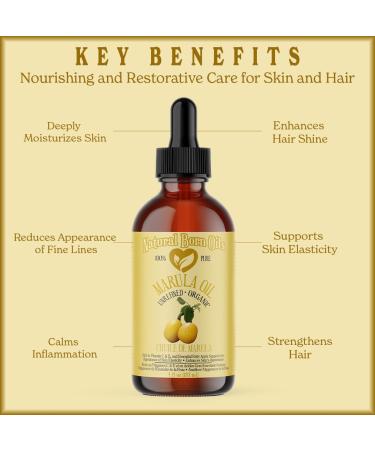 Natural Born Oils Marula Oil 4oz | 100% Pure Organic & Cold-Pressed | Rejuvenating & Moisturizing with Pump & Dropper - Buy Online on GoSupps.com